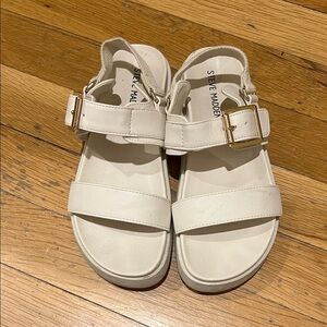 Steve Madden Kids Cream Sandals with Gold Buckle